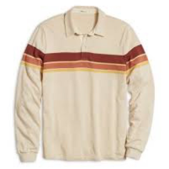 Marine Layer Alexander Rugby Polo Cream Red Long Sleeve Tee 2023 XL NWT L71 590 - Picture 2 of 5